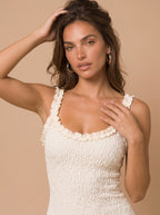Zephrina Noemi lace slit maxi dress in apricot