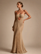 Tessa Fringe Häkel-Maxikleid