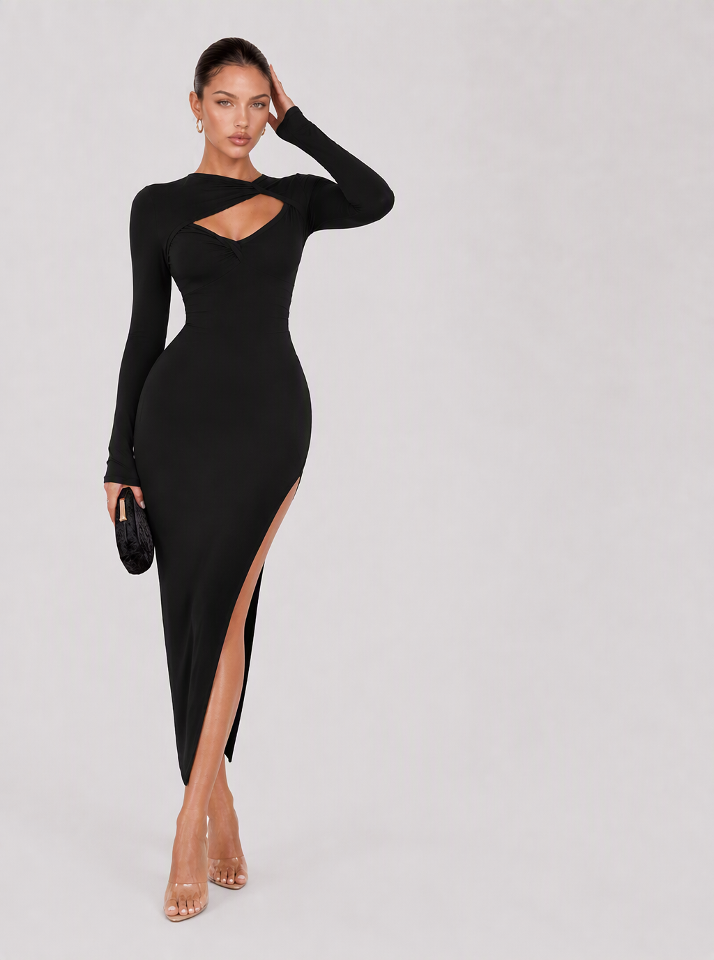 Sorevia Ruched Knit Midi Dress