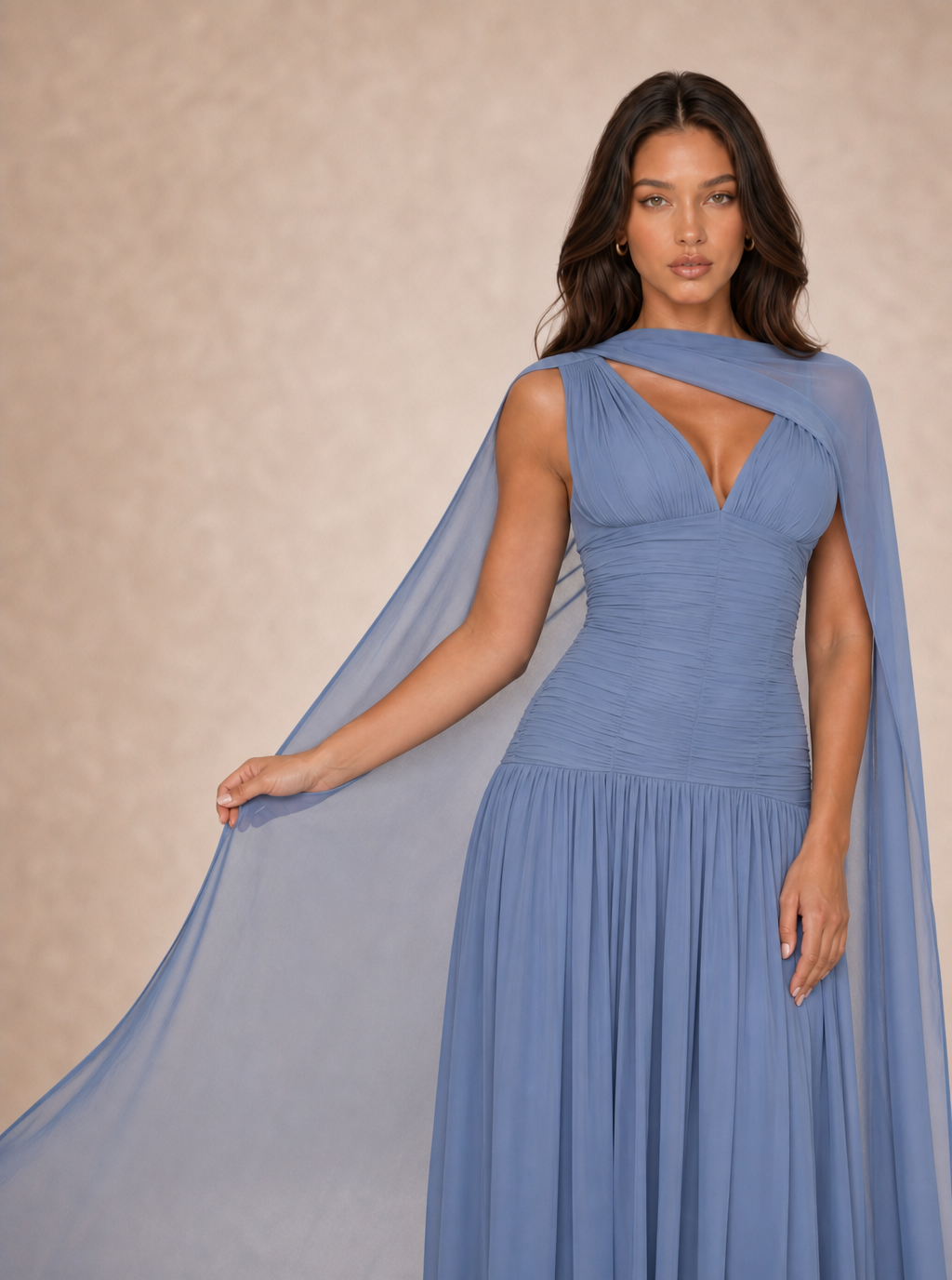 Zephrina Xylena cape chiffon maxi dress