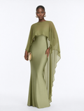 2-in-1 Cape Overlay Mermaid Maxi Dress