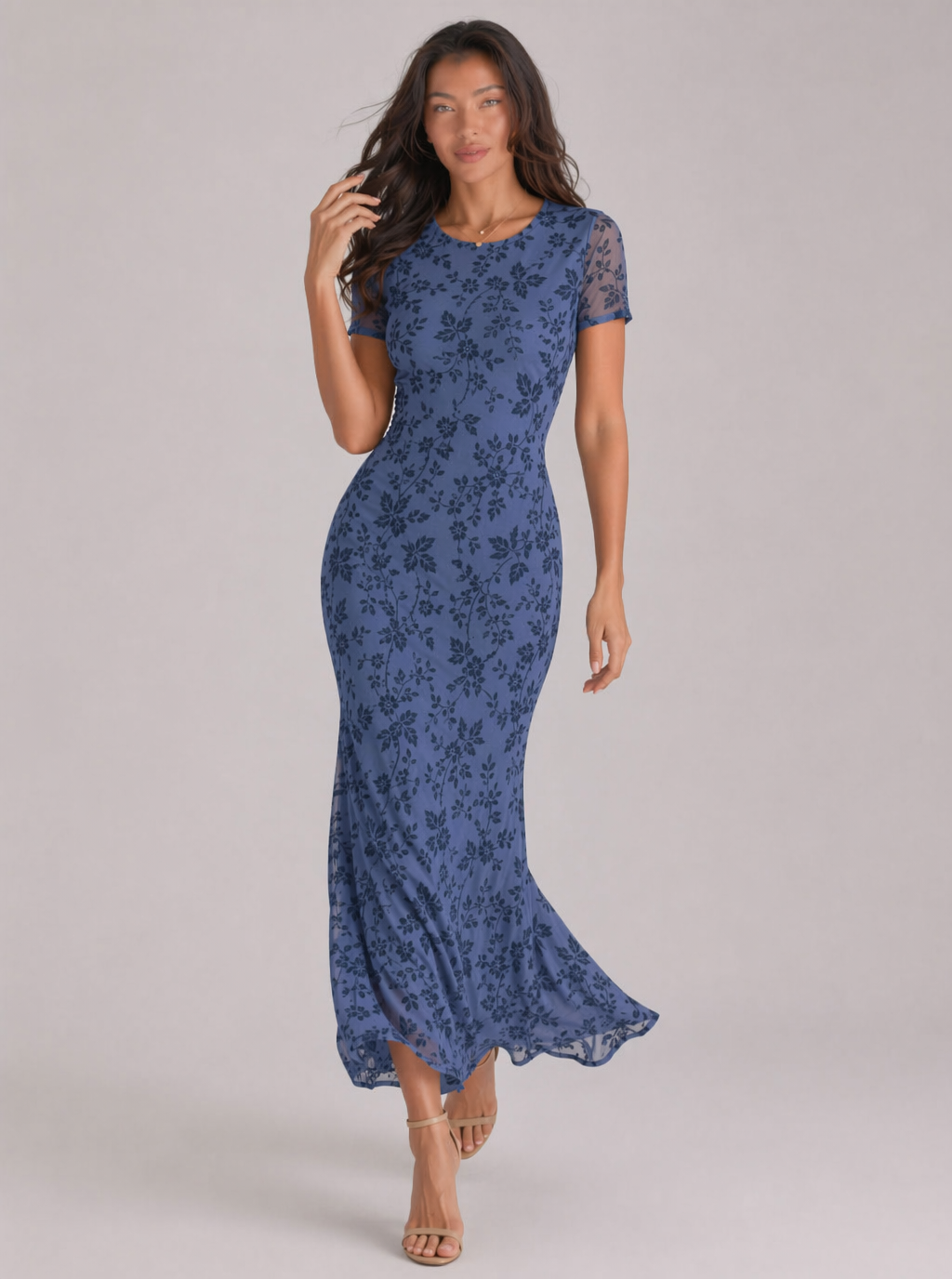 Lauren Floral Mesh Midi Dress