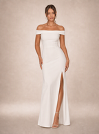Zephrina Amalisse off-shoulder knit maxi dress in white