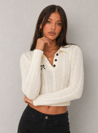 Avielle Bow Collar Knit Top