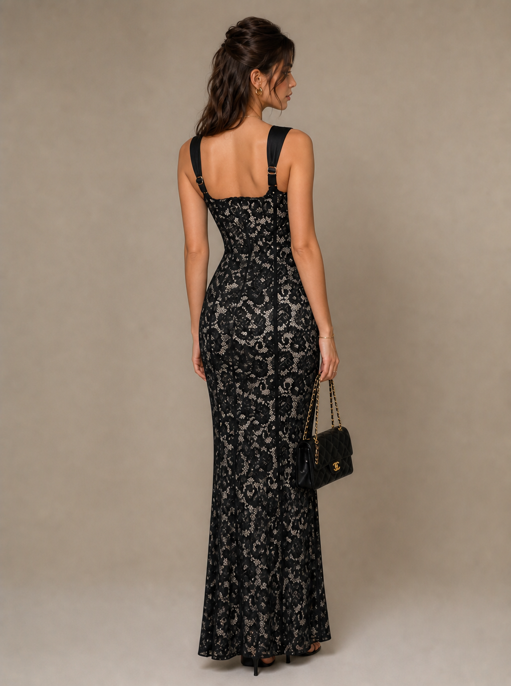 Zephrina Bellara lace halter maxi dress
