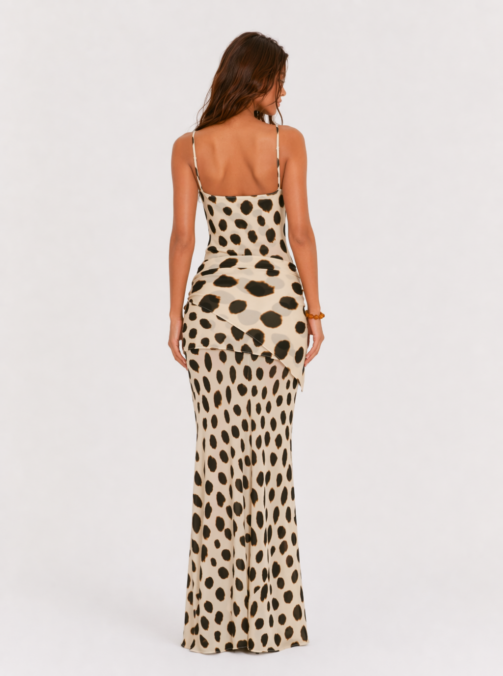 Zephrina Annelise leopard sarong maxi dress in brown