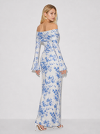 Zephrina Florienne off-shoulder maxi dress in blue floral