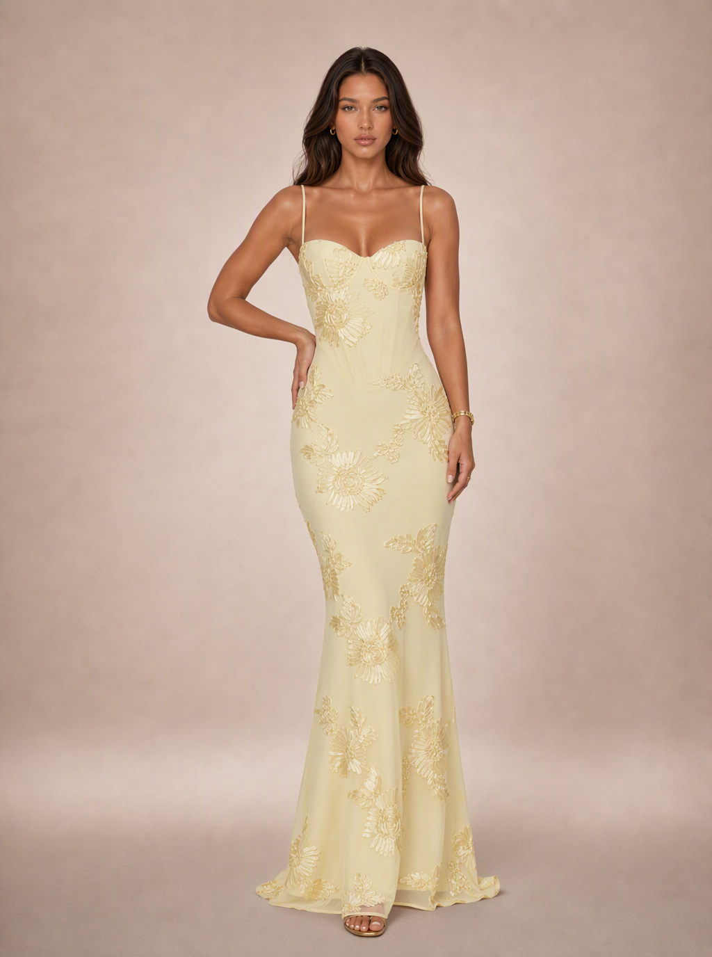 Zephrina Faelina embroidered mesh maxi dress