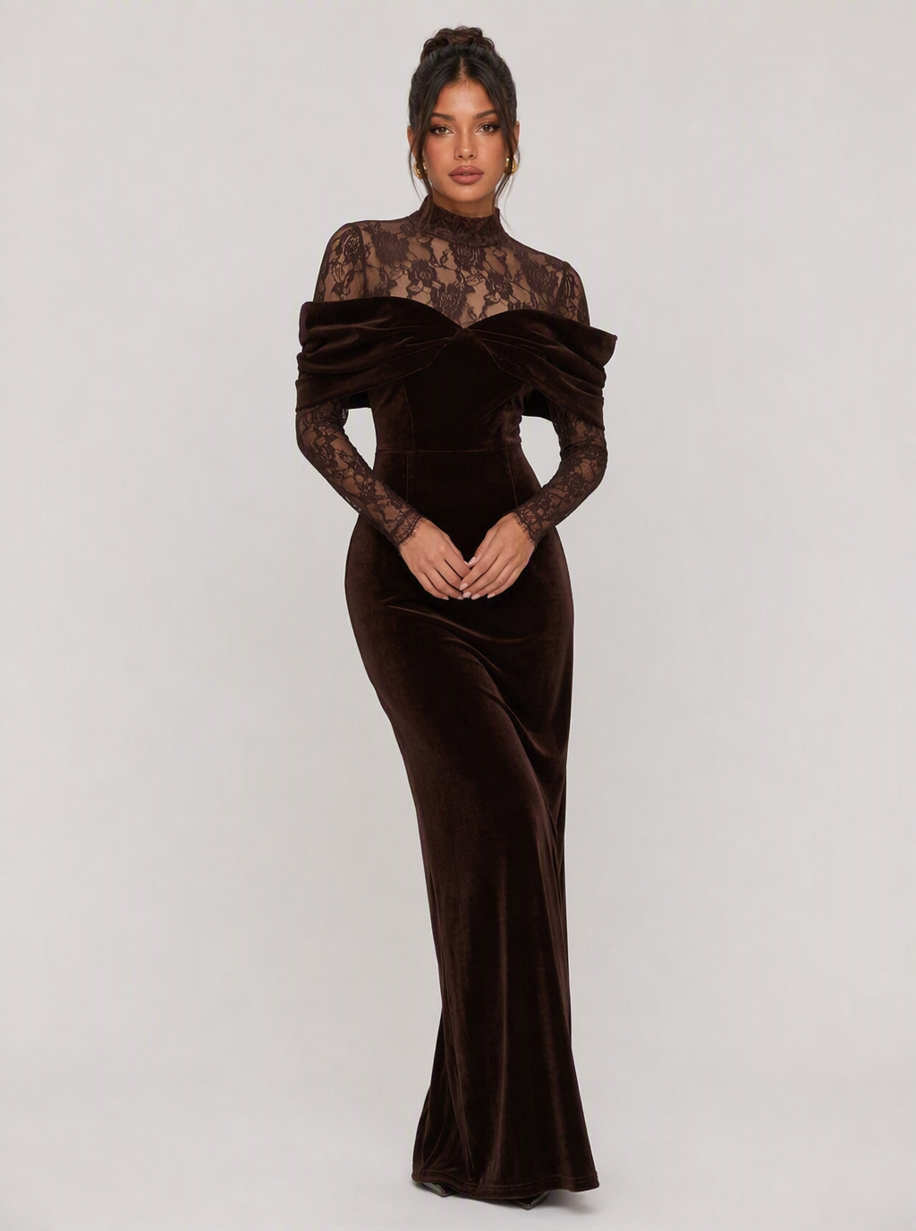 Zephrina Fabiella velvet lace maxi dress