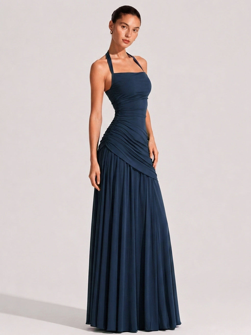Helena Halter Ruched Maxi Dress