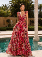 Madison Maxikleid mit 3D-Blumenriemen