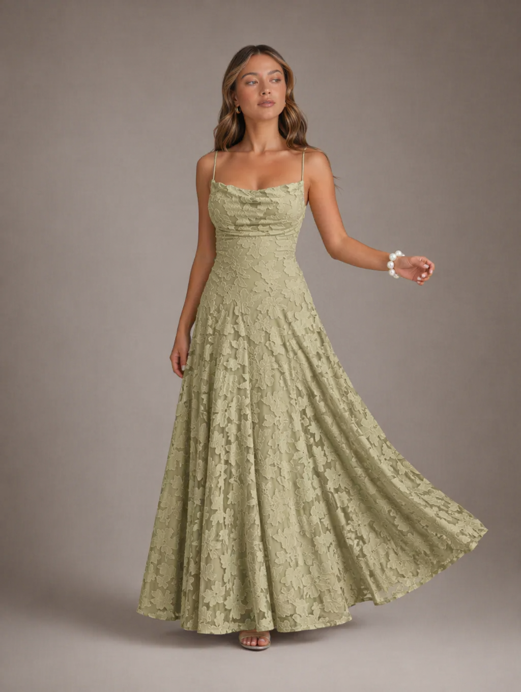 Floral Lace Mermaid Maxi Dress