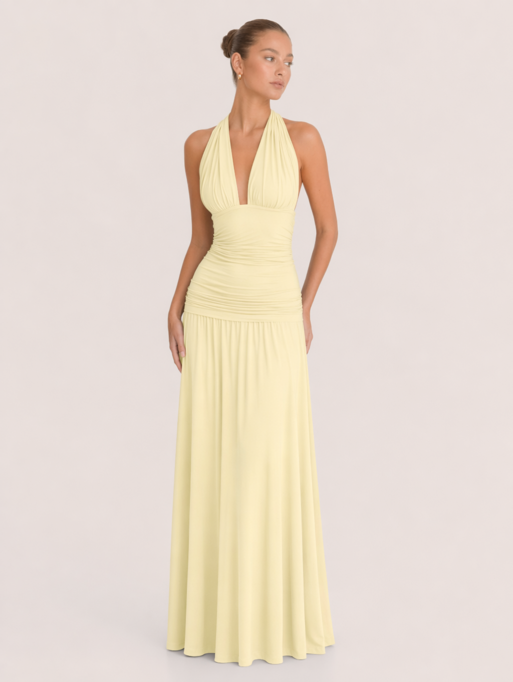 Halter Neck Deep V Maxi Dress