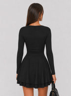 Tatiana Square-Neck Skater Mini Dress