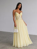 Zephrina Mirela lace bodice maxi dress in yellow