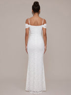 Zephrina Annelise off-shoulder lace maxi dress in white