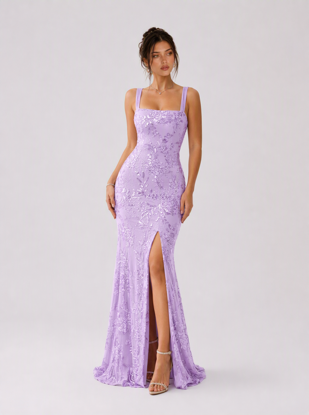 Zephrina Kallista beaded mesh maxi dress