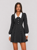 Zephrina Rosaline collared polka dot mini dress in black