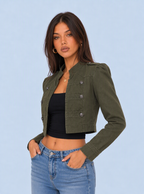 Zephrina Georgette military denim jacket in army green
