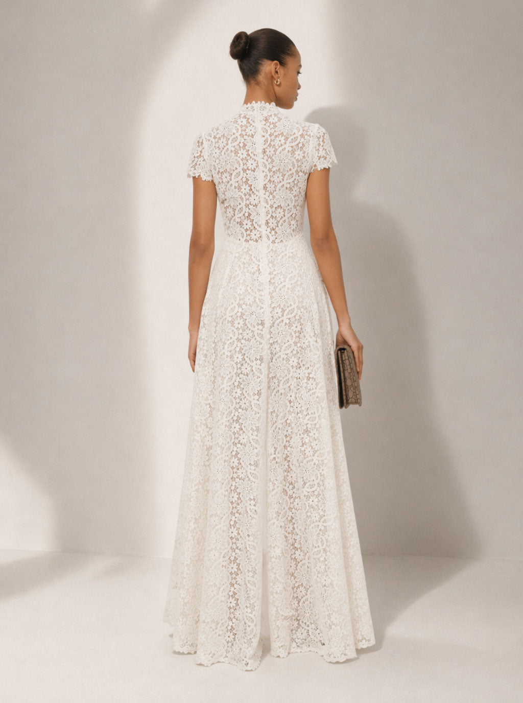 Zephrina Sabine lace overlay wide-leg set in white