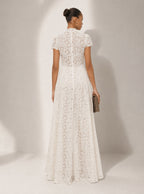 Zephrina Sabine lace overlay wide-leg set in white