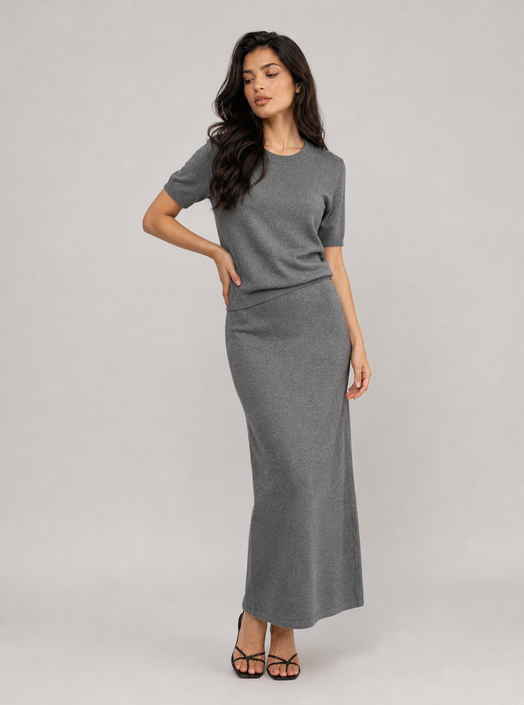 Zephrina Maelis knit maxi skirt set in yellow