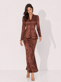 Zephrina Sidonie jacquard satin set in coffee
