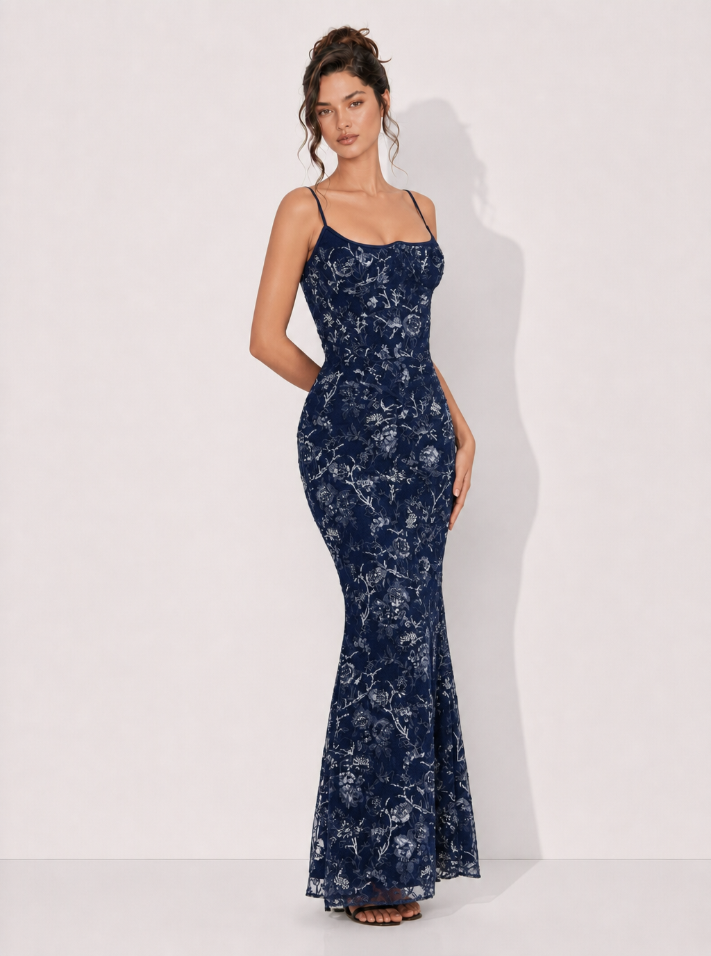 Zephrina Soraya jacquard mermaid maxi dress in coffee