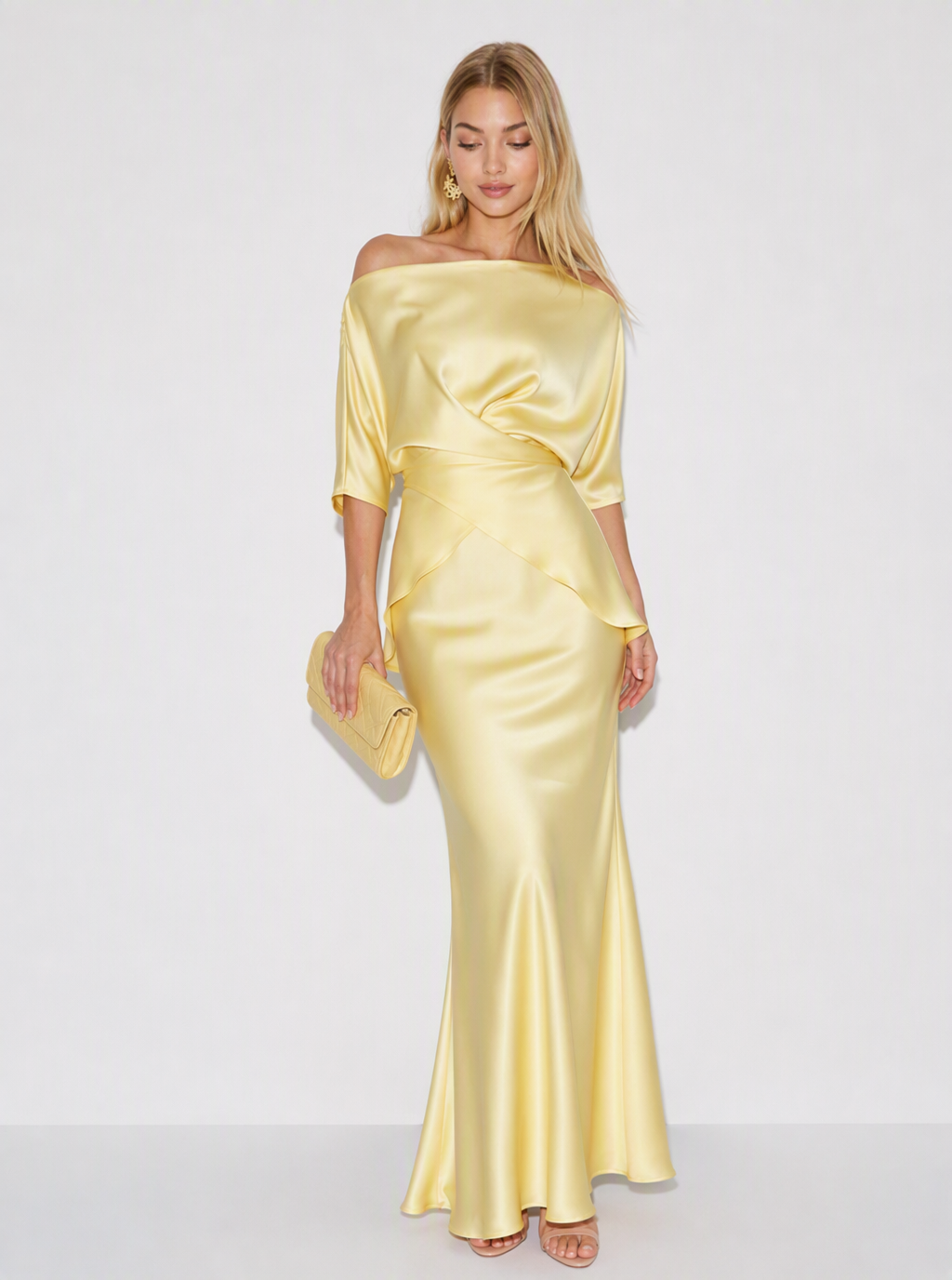 Zephrina Celandine draped satin set