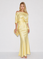 Zephrina Celandine draped satin set