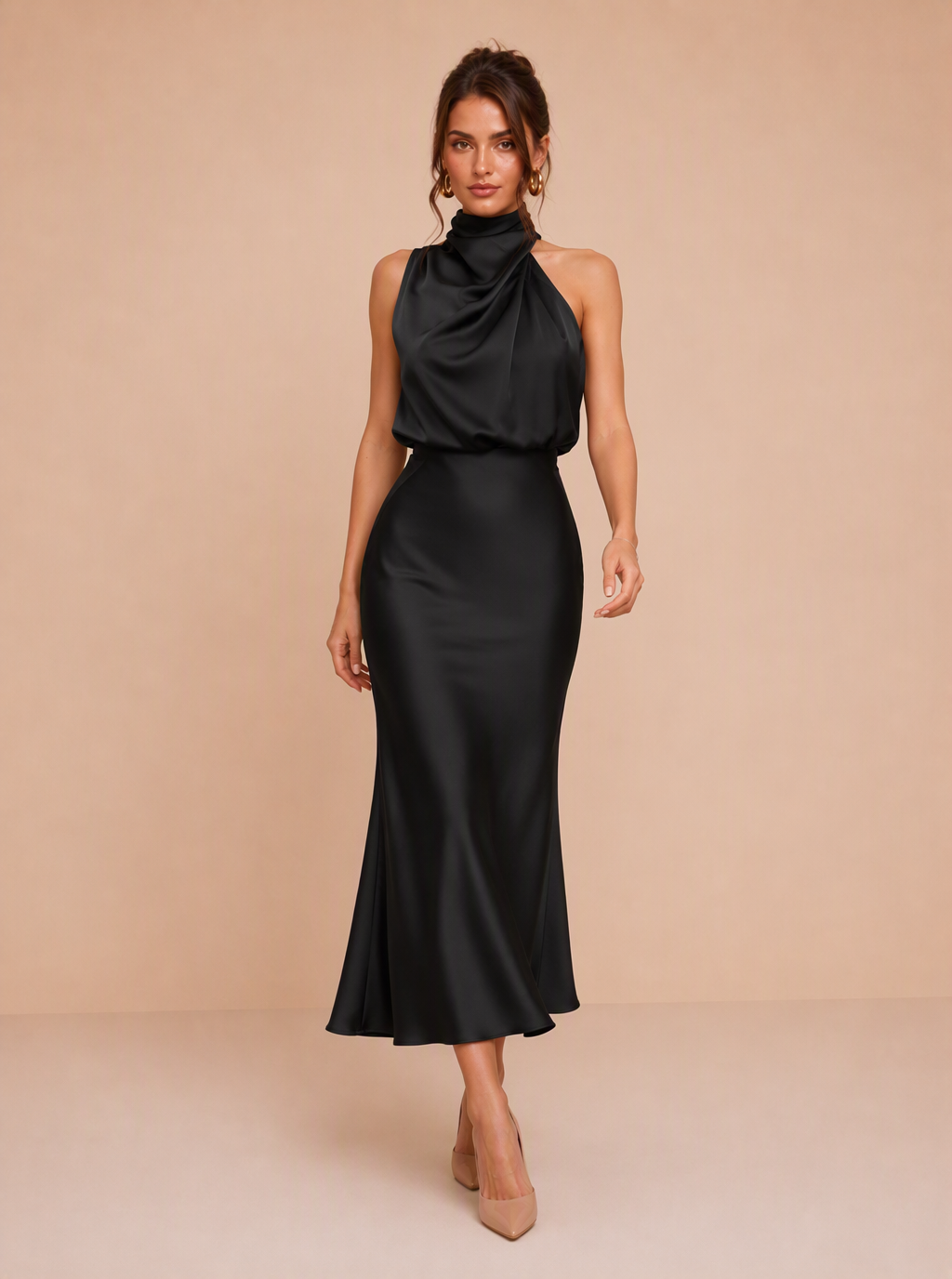 Betsy Draped Satin Midi Dress