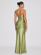 Zephrina Nola cutout satin maxi dress in green