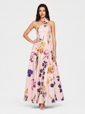 Zephrina Vionette floral satin maxi dress in pink