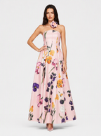 Zephrina Vionette floral satin maxi dress in pink