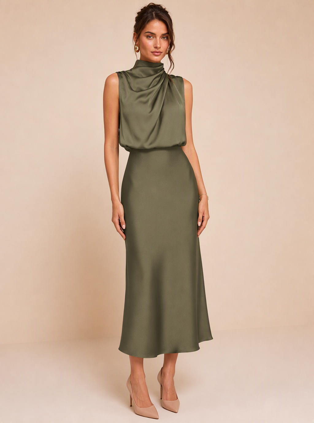 Zephrina Ismeria draped satin midi dress