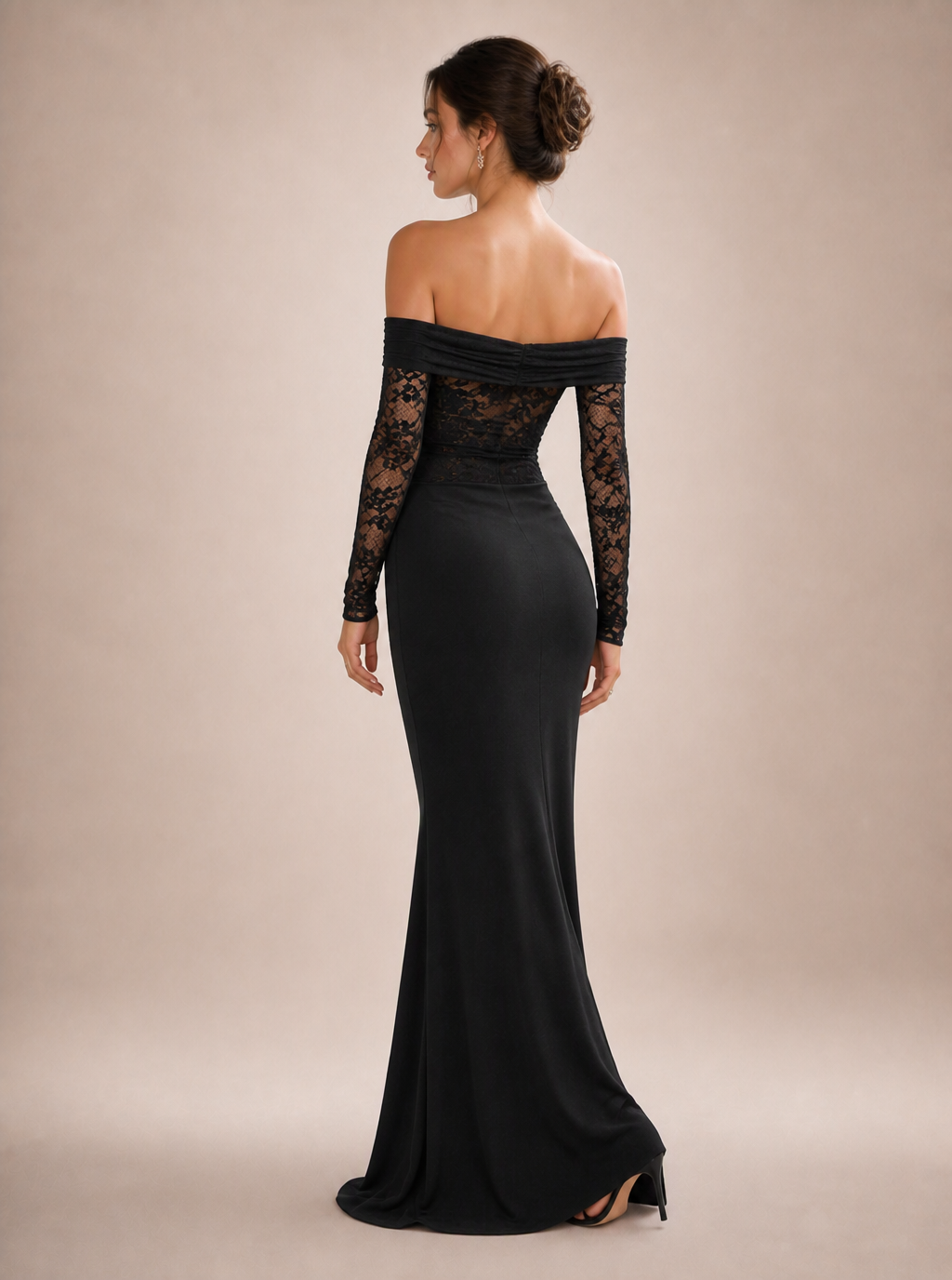 Zephrina Willa off-shoulder lace maxi dress in black