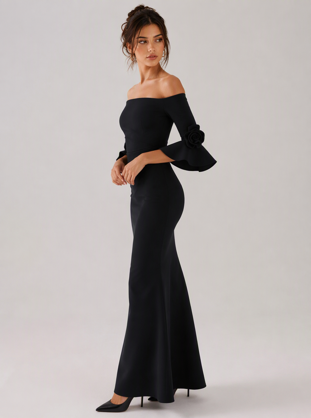 Zephrina Coralie off-shoulder flounced maxi dress in dark blue
