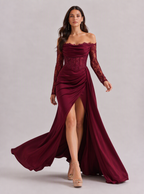 Zephrina Isadora off-shoulder corset lace maxi dress in black