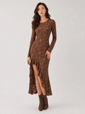 Zephrina Clementina floral high-low midi dress in brown