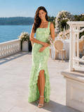 Zephrina floral-texture ruffle maxi dress in pink floral