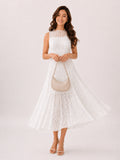 Eleanor weißes Spitzen-Midikleid