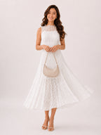 Eleanor weißes Spitzen-Midikleid