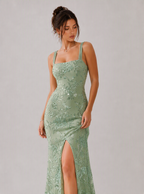 Zephrina Kallista beaded mesh maxi dress