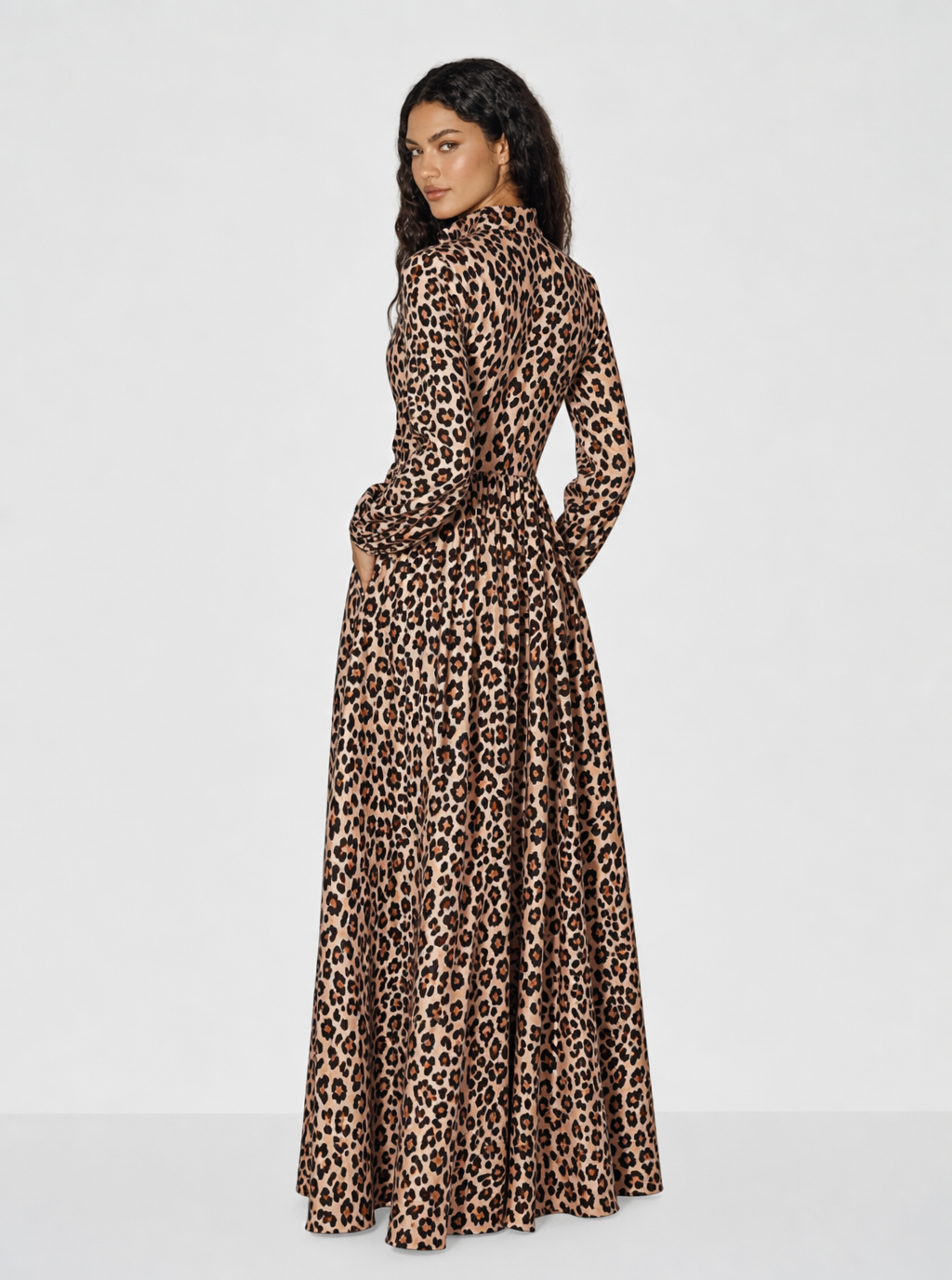 Zephrina Yvette leopard shirt maxi dress in brown