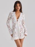 Zephrina Capucine eyelet lace mini dress in white
