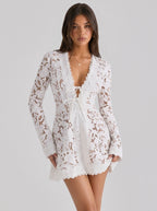 Zephrina Capucine eyelet lace mini dress in white