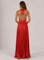 Zephrina Avenelle pleated satin maxi dress