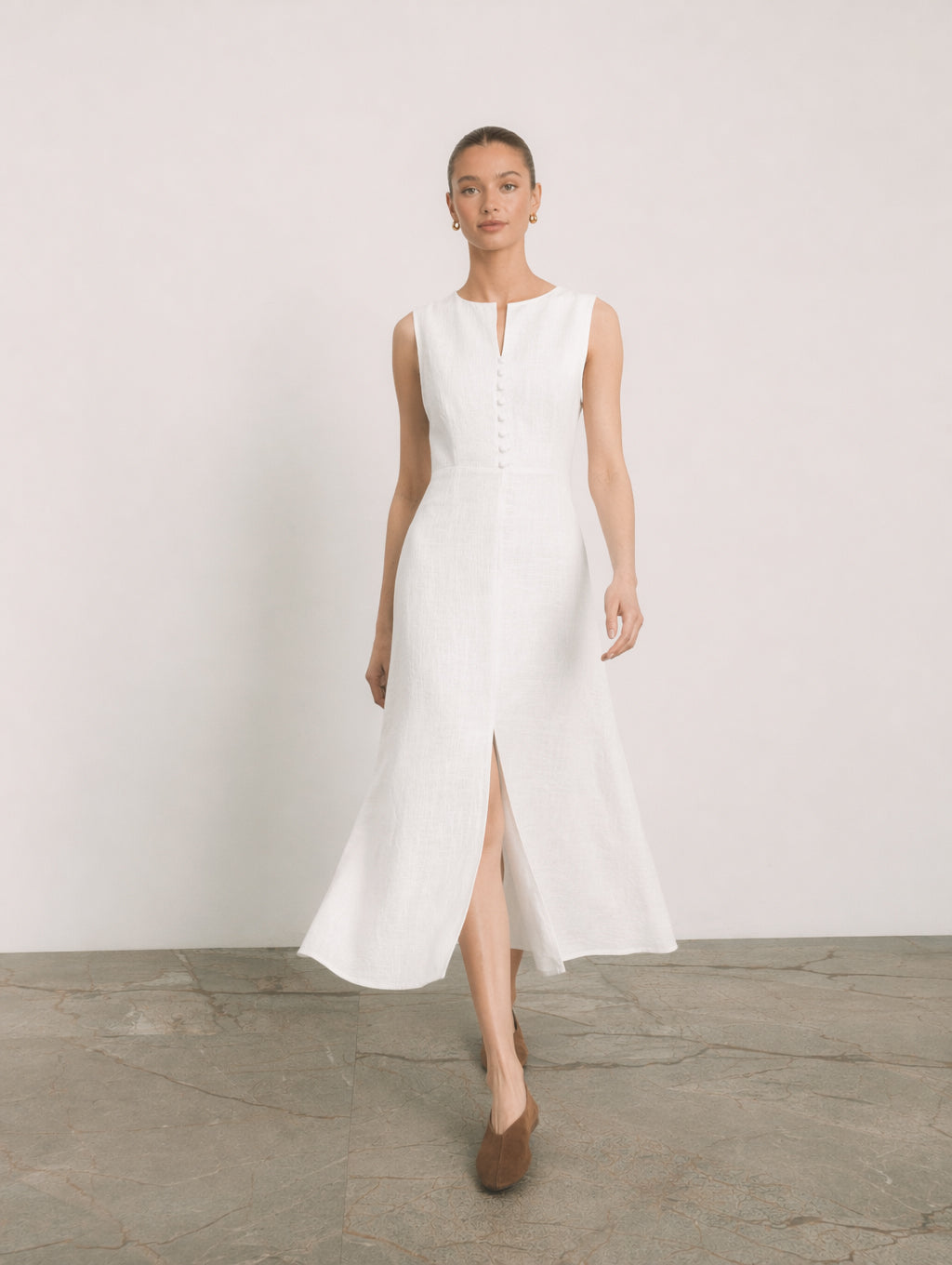 Women's Sleeveless Linen Maxi Dress