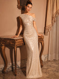 Elegant One-Shoulder Rhinestone Bodycon Gown