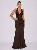 Vesper Sequin Halter Maxi Dress